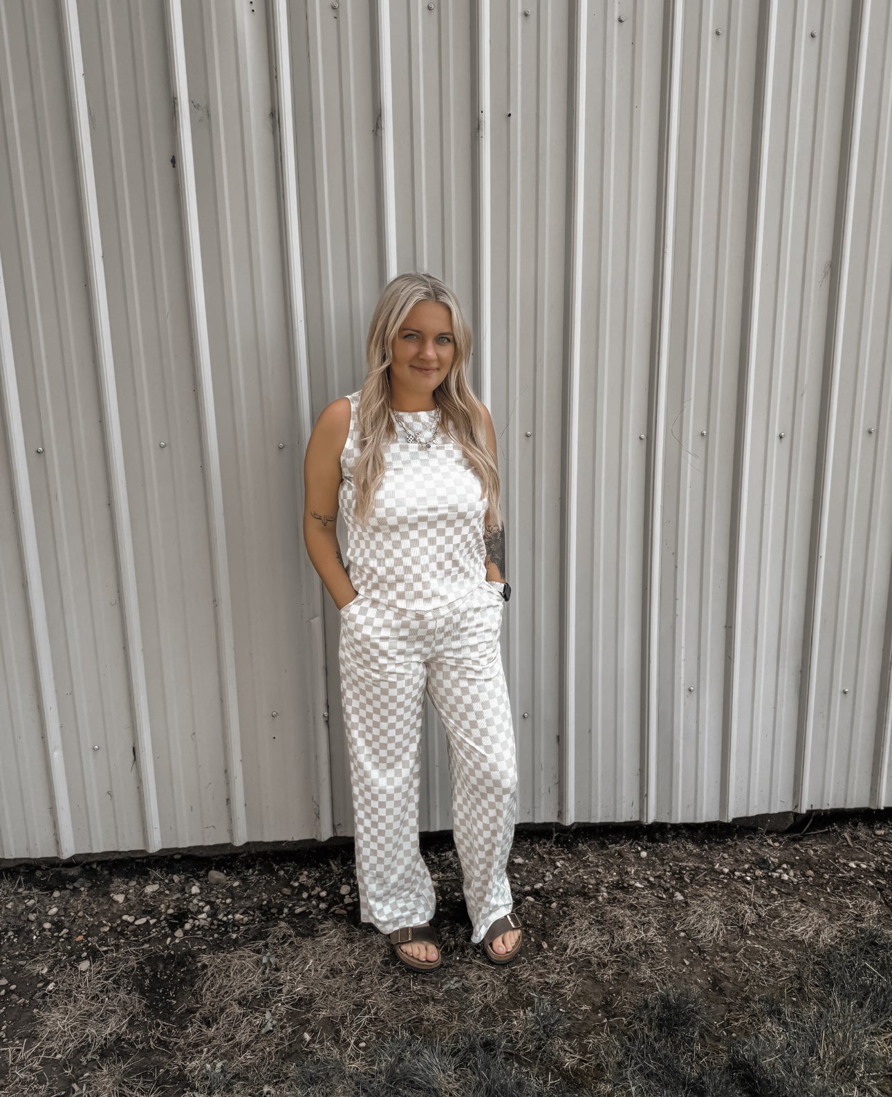 Checkered Tank Lounge Set *FINAL SALE*