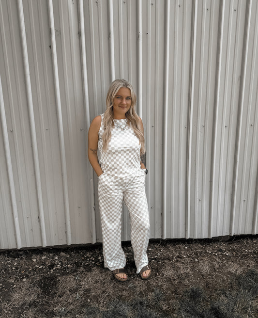 Checkered Tank Lounge Set *FINAL SALE*