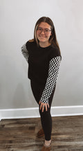 CHECKERED SLEEVE TOP