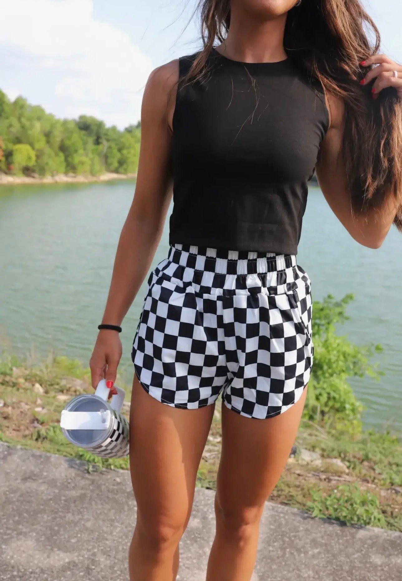 CHECKERED ATHLETIC SHORTS