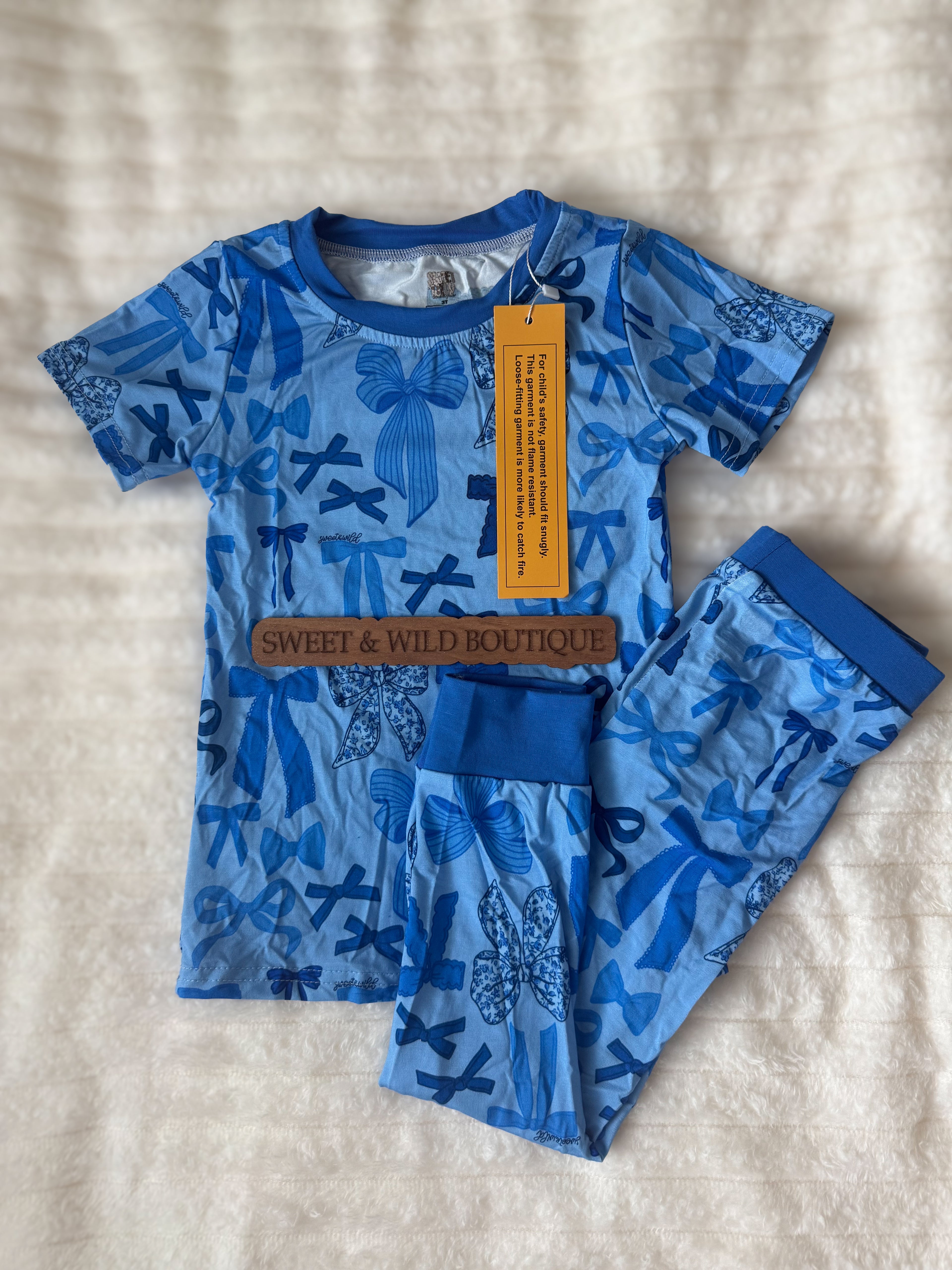 DARLING TOILE BOWS 2PC KID SET